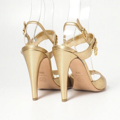 CHANEL Sandals PG33718 leather gold Women 36 1/2C