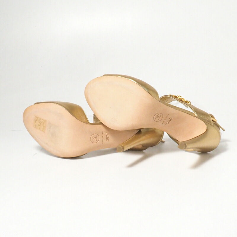 CHANEL Sandals PG33718 leather gold Women 36 1/2C