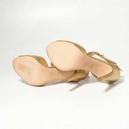 CHANEL Sandals PG33718 leather gold Women 36 1/2C