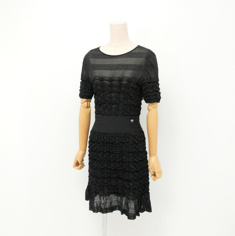 CHANEL knit P56249K07335 rayon, cotton black Women 38