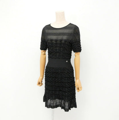CHANEL knit P56249K07335 rayon, cotton black Women 38