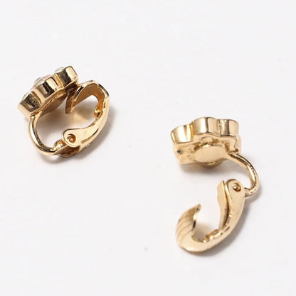 Christian Dior Earring Plating, Rhinestone gold Flower motif Women