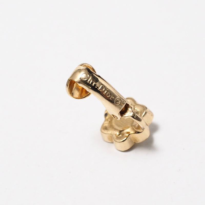 Christian Dior Earring Plating, Rhinestone gold Flower motif Women