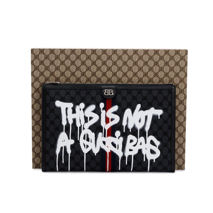 Gucci X Balenciaga The Hacker Project BB Supreme Graffiti Laptop Pouch