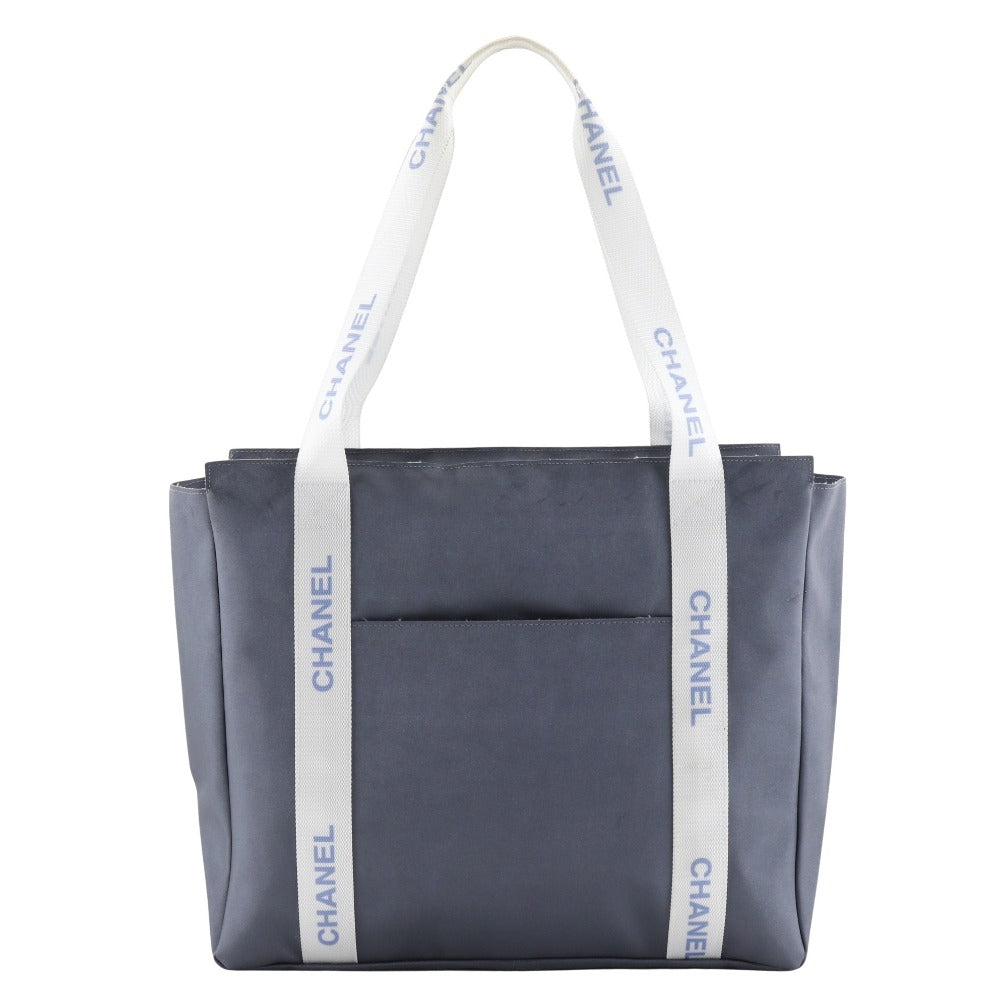 CHANEL Tote Bag Nylon gray Sports line logo
