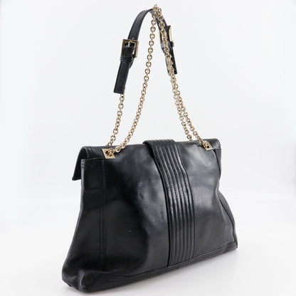 FENDI Tote Bag leather black 2WAYShoulder Chain tote Women