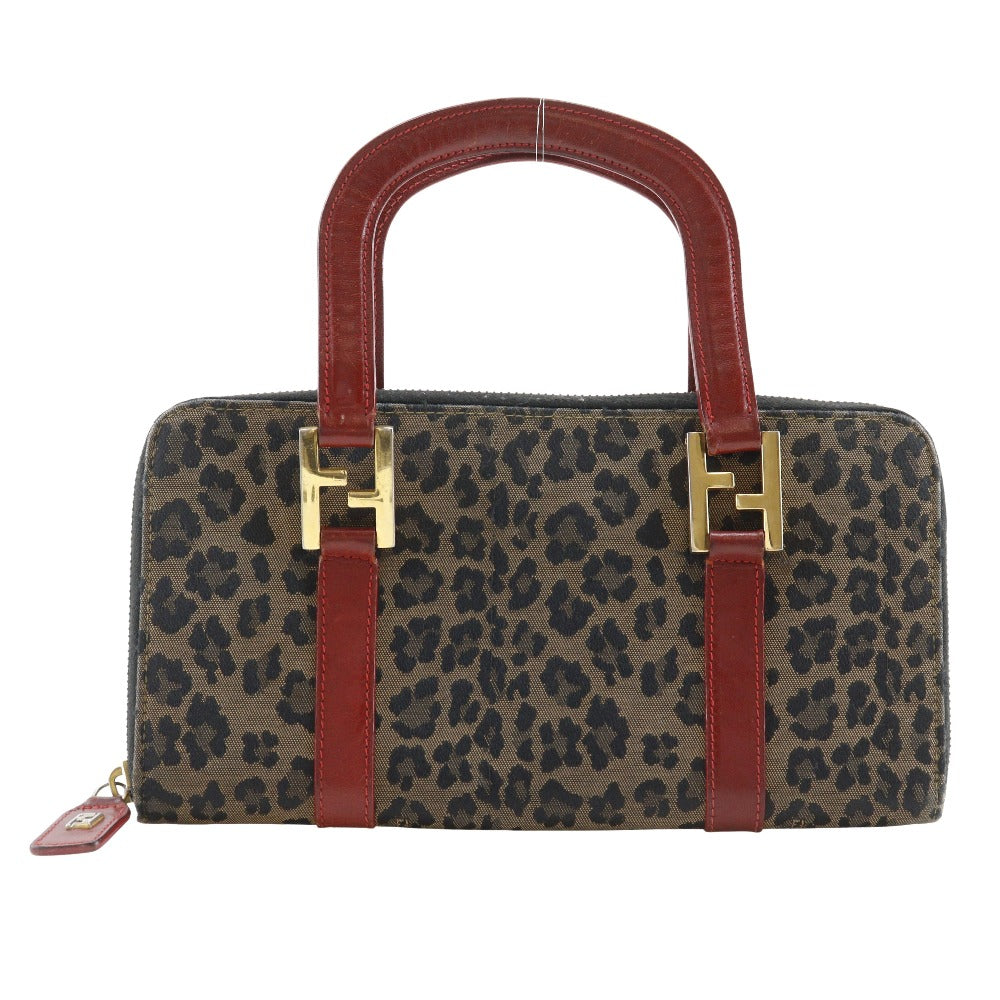 FENDI Handbag Nylon canvas Brown / red Leopard Leopard Pattern Wallet bag Women