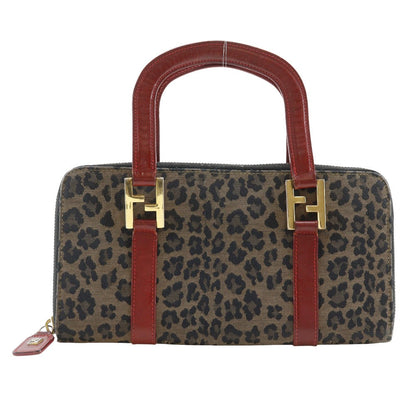 FENDI Handbag Nylon canvas Brown / red Leopard Leopard Pattern Wallet bag Women