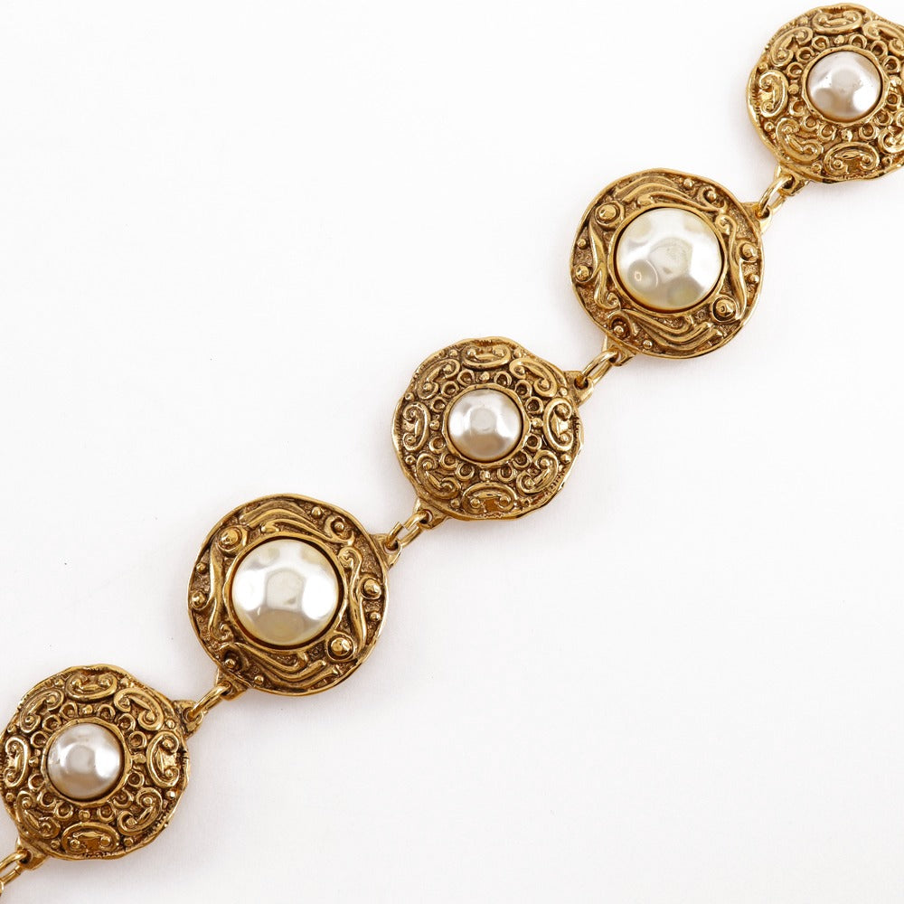 CHANEL Necklace Plated Gold, Faux Pearl gold vintage Women