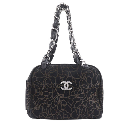 CHANEL Tote Bag Suede black ChainShoulder Camelia Women