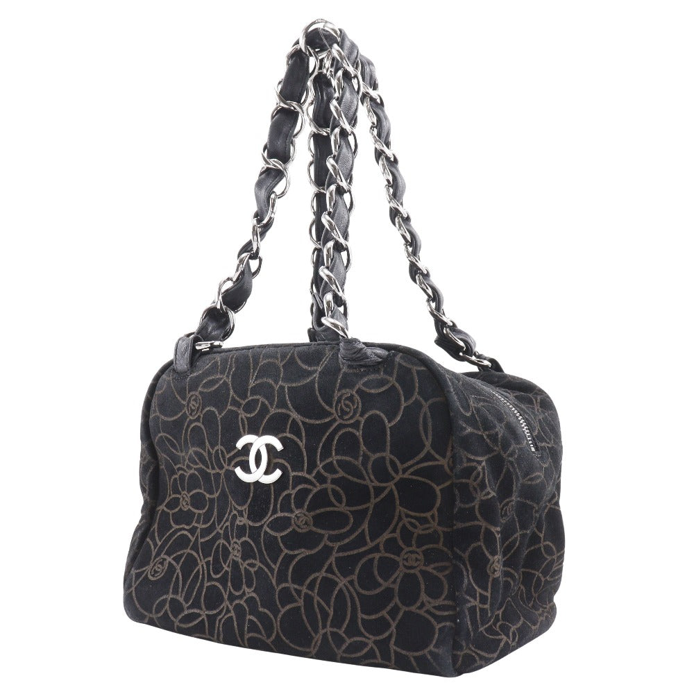CHANEL Tote Bag Suede black ChainShoulder Camelia Women