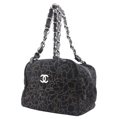 CHANEL Tote Bag Suede black ChainShoulder Camelia Women