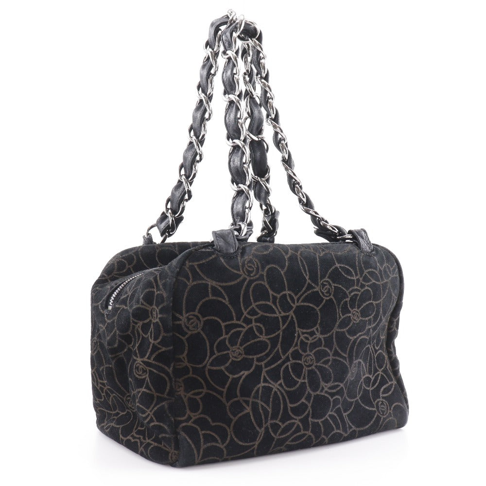 CHANEL Tote Bag Suede black ChainShoulder Camelia Women