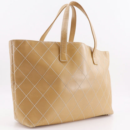 CHANEL Tote Bag Calfskin beige Wild stitch
