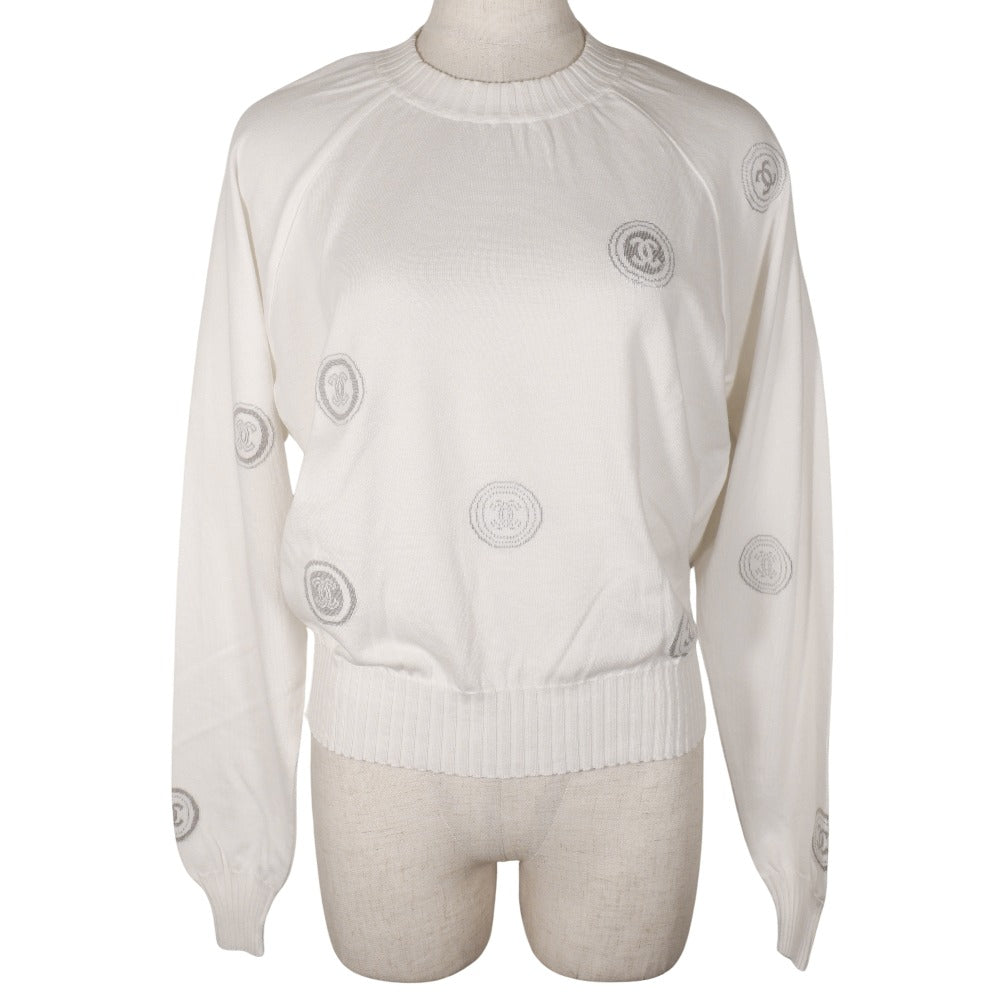 CHANEL sweater P17664V00938 cotton White 01P COCO Mark Women 42