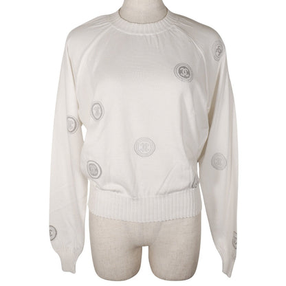 CHANEL sweater P17664V00938 cotton White 01P COCO Mark Women 42