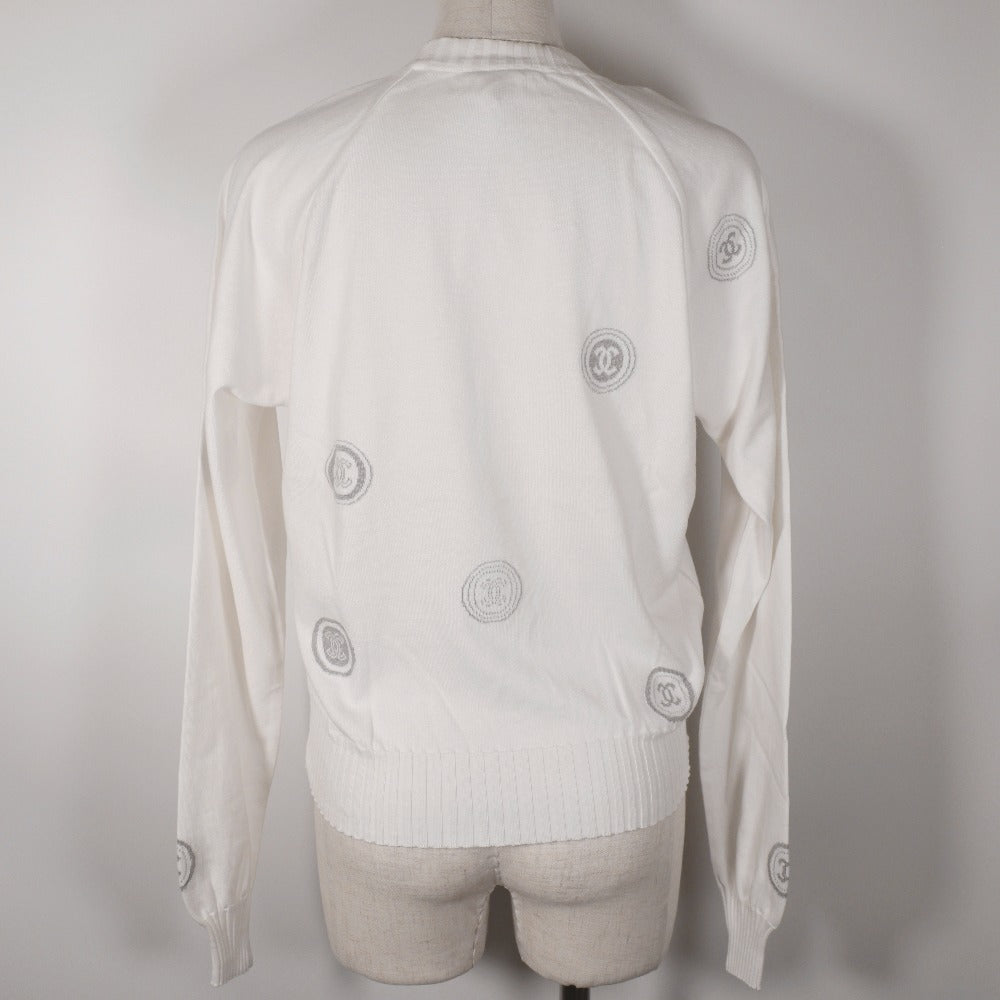 CHANEL sweater P17664V00938 cotton White 01P COCO Mark Women 42