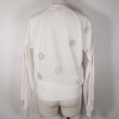 CHANEL sweater P17664V00938 cotton White 01P COCO Mark Women 42