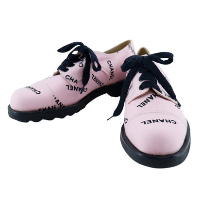 CHANEL sneakers A05136 canvas Two-tone color (pink) Logo print 36 1/2