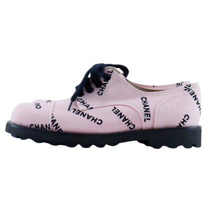 CHANEL sneakers A05136 canvas Two-tone color (pink) Logo print 36 1/2