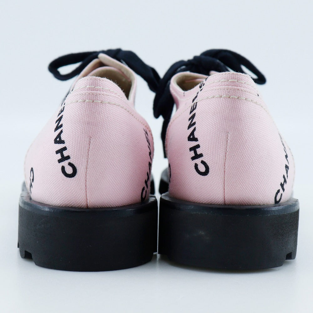CHANEL sneakers A05136 canvas Two-tone color (pink) Logo print 36 1/2