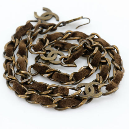 CHANEL belt A07928Y02269 Plated Gold, Suede Brown COCO Mark Vintage processing Chain belt Women