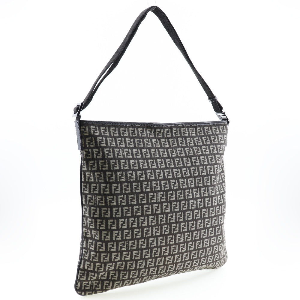 FENDI Shoulder Bag canvas Brown Zucchino one belt Women