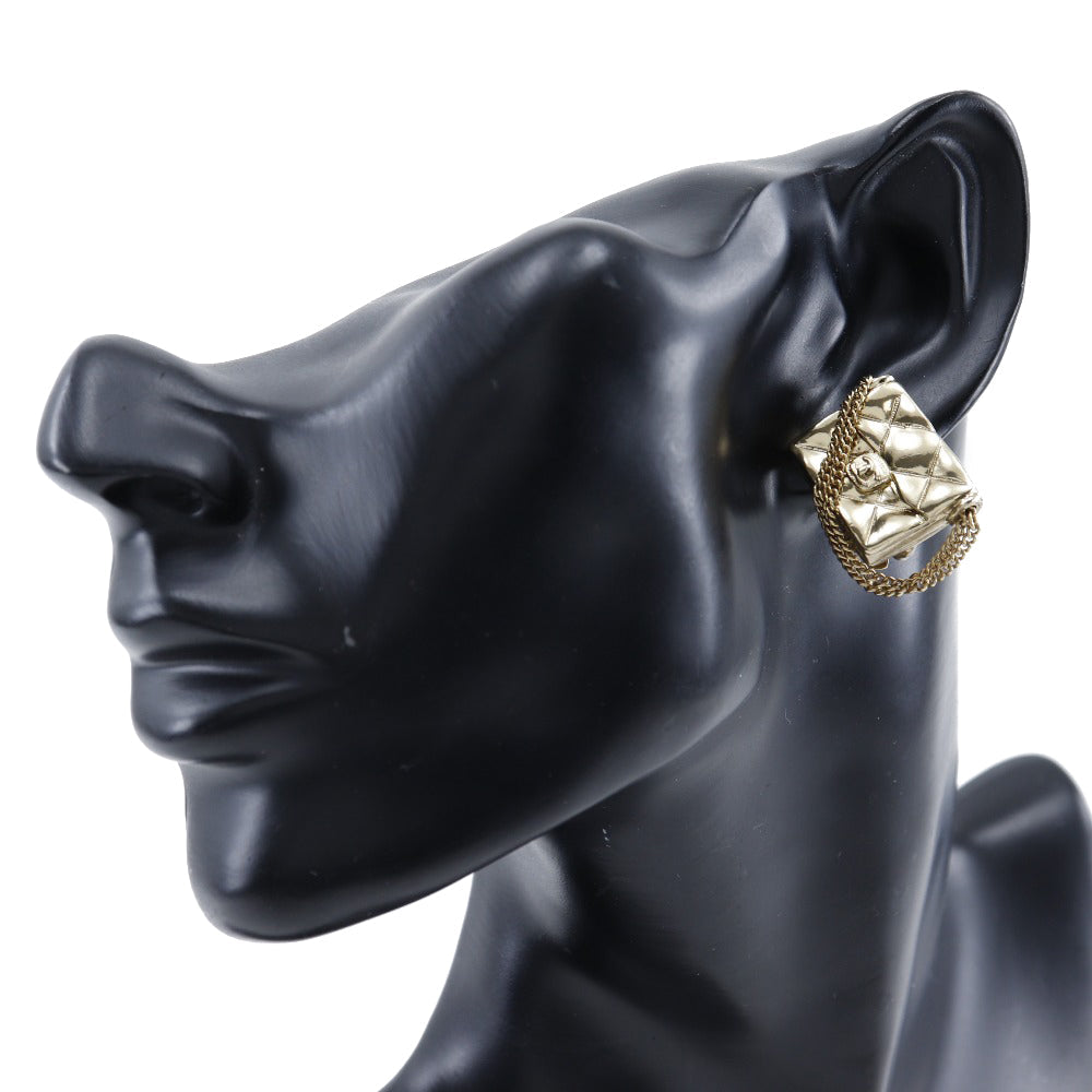 CHANEL Earring Plated Gold gold Bag-shaped Earrings Matrasse Women