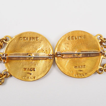 CELINE Brooch Plated Gold gold vintage Chain Women