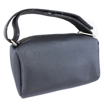 CHANEL Pouch Nylon gray logo vintage Women