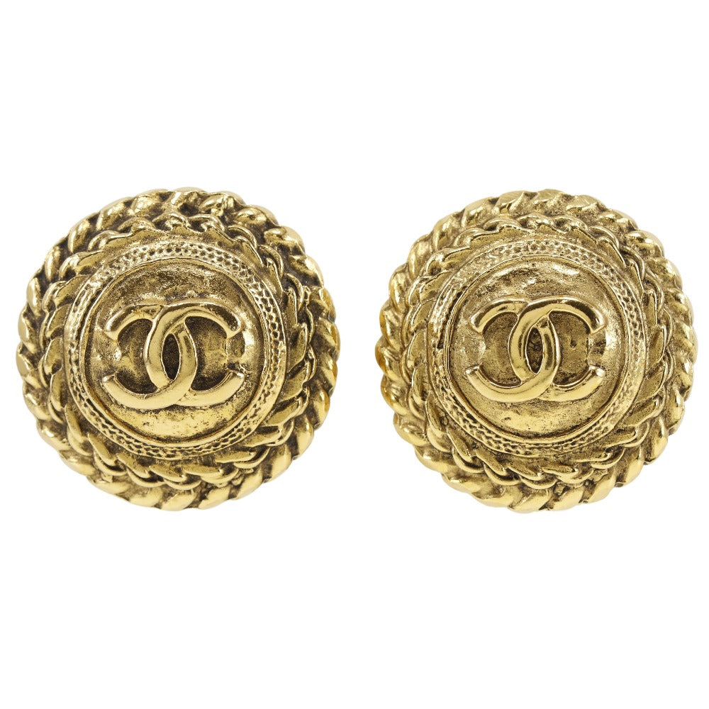 CHANEL Earring Plated Gold gold vintage COCO Mark Women