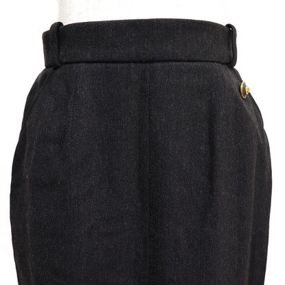 CHANEL skirt 93A P02440 wool Charcoal gray Back button COCO Mark Women 36