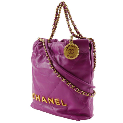 CHANEL Shoulder Bag AS3980 Calfskin purple 2WAY handbag 22 Mini Bag