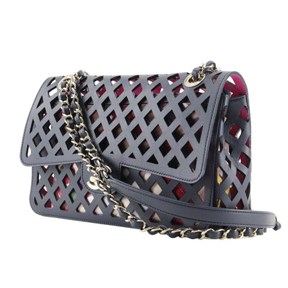 CHANEL Shoulder Bag AS2376 Calfskin Navy blue punching ChainShoulder Women