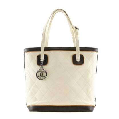 CHANEL Tote Bag Calfskin Ivory Coco Charm Matrasse