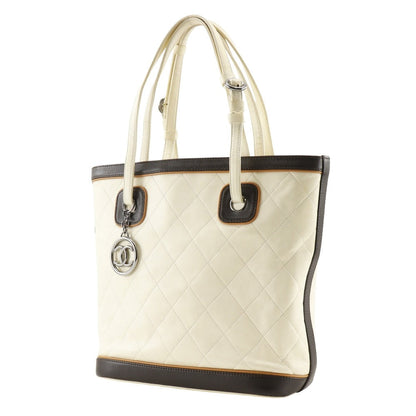 CHANEL Tote Bag Calfskin Ivory Coco Charm Matrasse