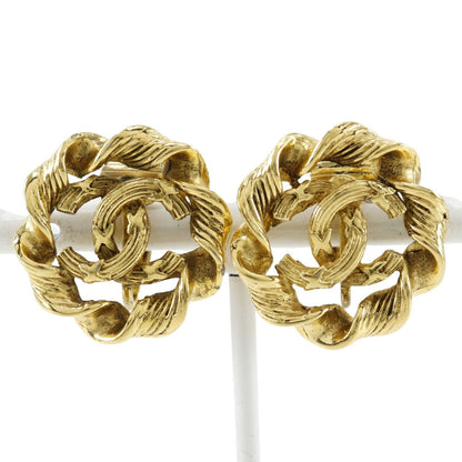 CHANEL Earring Plated Gold gold vintage Round COCO Mark