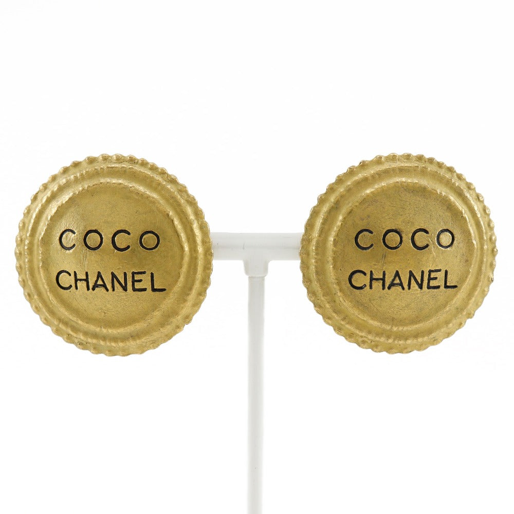 CHANEL Earring Plated Gold gold vintage COCO logo