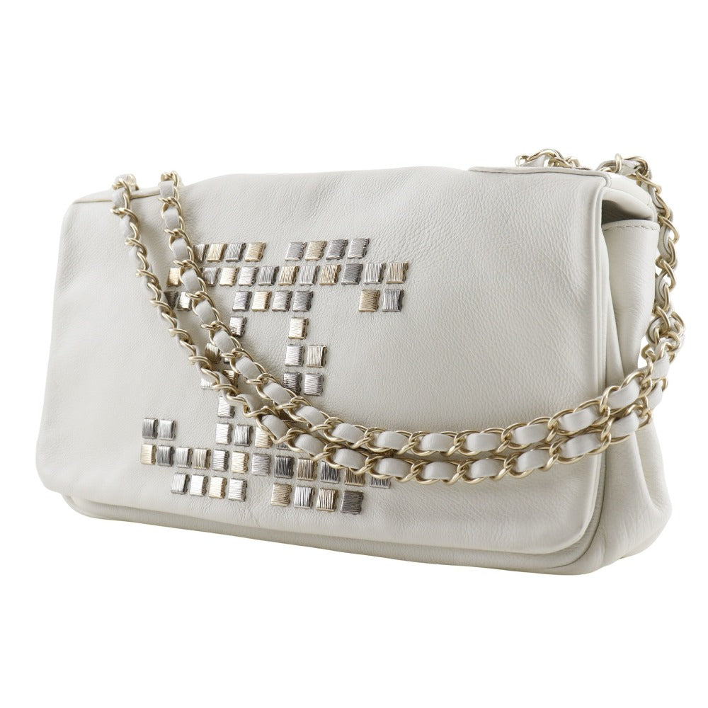 CHANEL Shoulder Bag A46041 lambskin white COCO Mark ChainShoulder