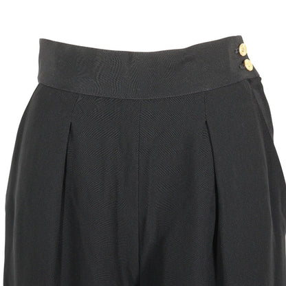 CHANEL Pants Acetate, Rayon black Gold button Wide pants Women 36