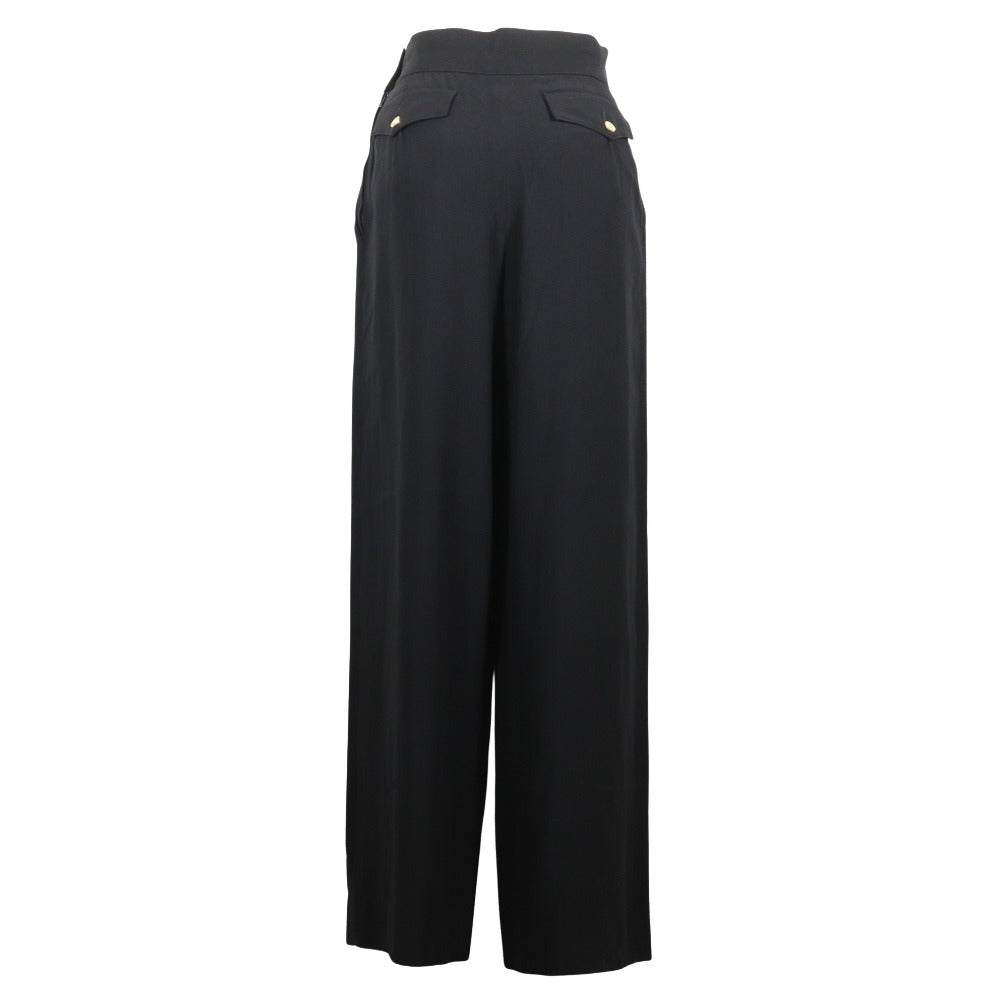 CHANEL Pants Acetate, Rayon black Gold button Wide pants Women 36