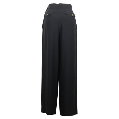 CHANEL Pants Acetate, Rayon black Gold button Wide pants Women 36