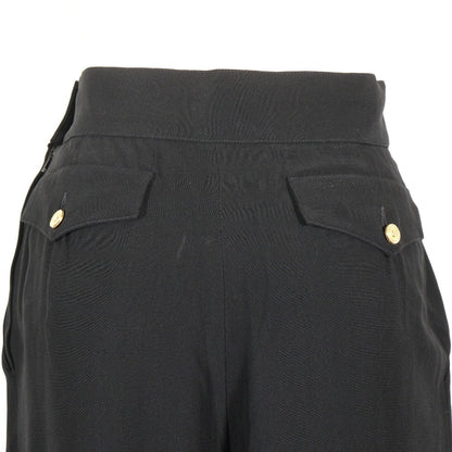 CHANEL Pants Acetate, Rayon black Gold button Wide pants Women 36