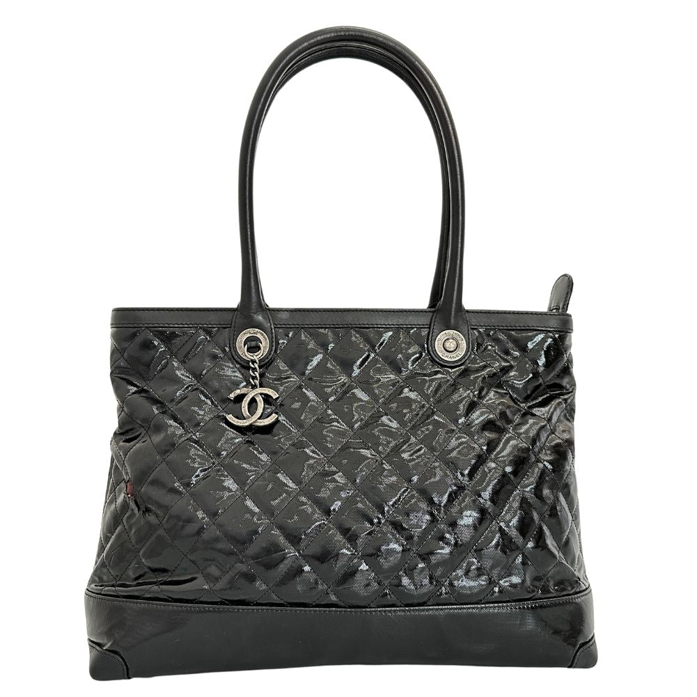 CHANEL Tote Bag Patent leather black Cambon Matrasse Women