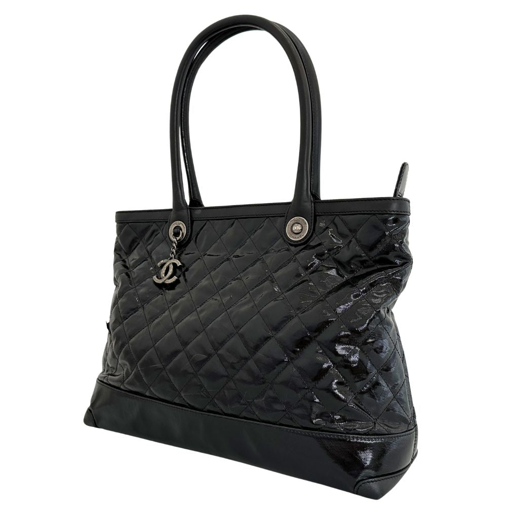 CHANEL Tote Bag Patent leather black Cambon Matrasse Women