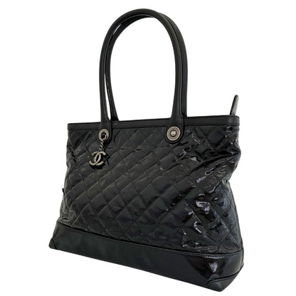 CHANEL Tote Bag Patent leather black Cambon Matrasse Women