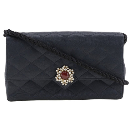 CHANEL Shoulder Bag Satin black Women