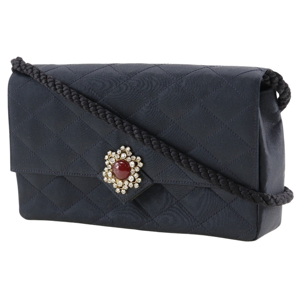 CHANEL Shoulder Bag Satin black Women