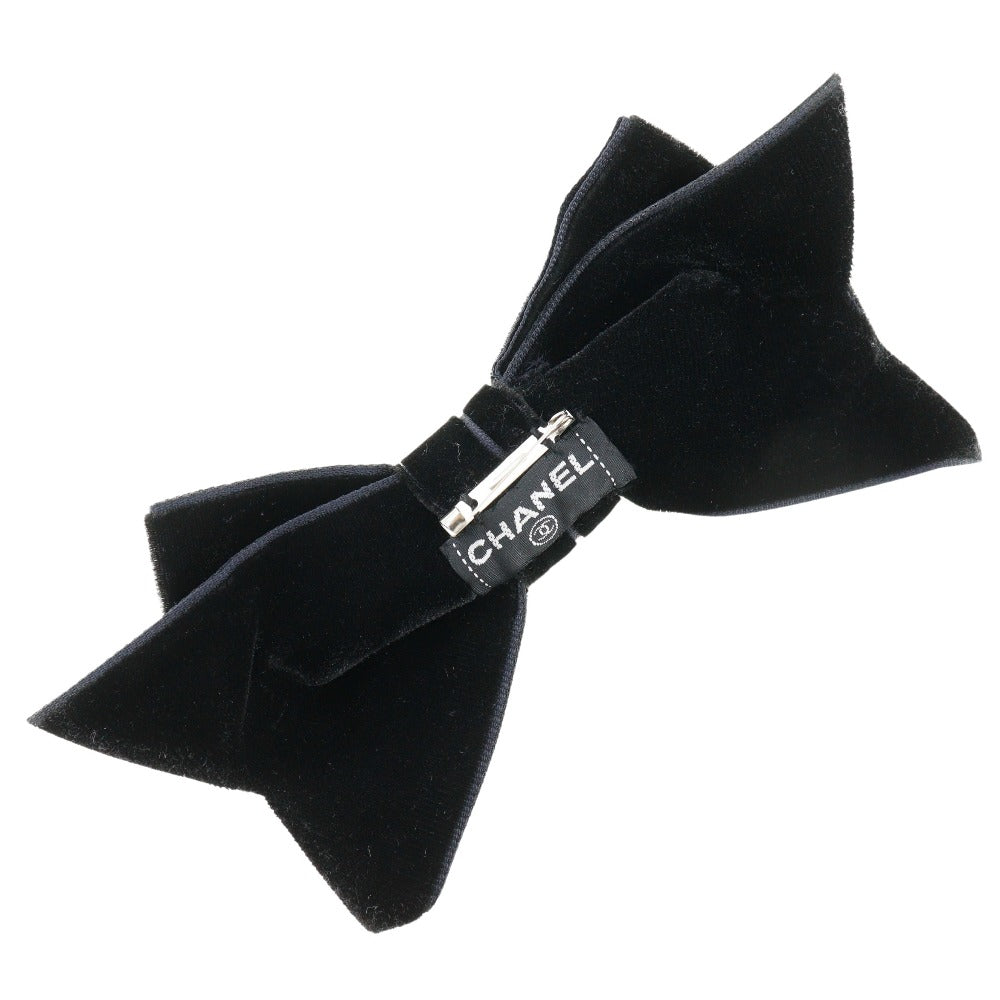 CHANEL Brooch Velor black ribbon Women