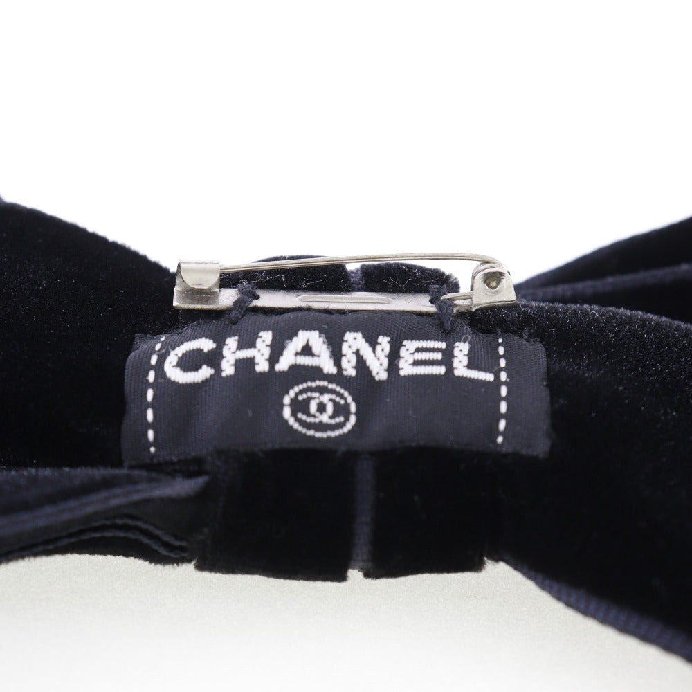 CHANEL Brooch Velor black ribbon Women